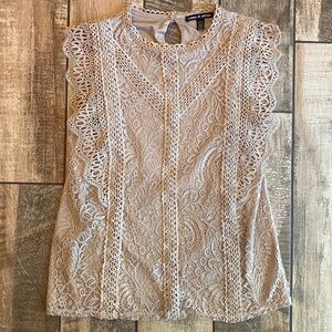 Cable & Gauge Lace Blouse - Beige